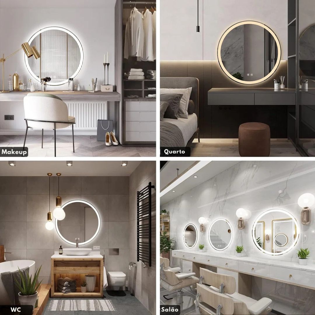 Espelho de casa de banho Moderno, Multifunctional, Iluminado por LED e Anti-Vapor
