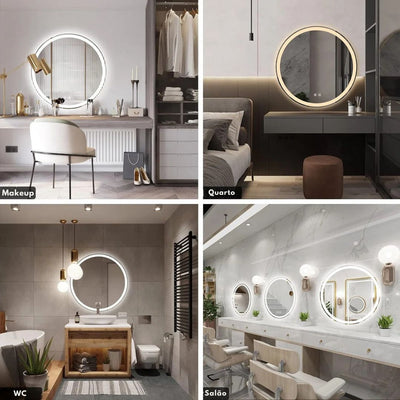 Espelho de casa de banho Moderno, Multifunctional, Iluminado por LED e Anti-Vapor